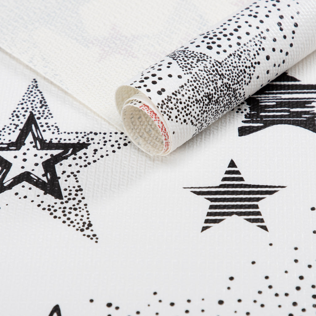 RAY STAR Grip Shelf Liner Non Adhesive, Easy Clean Kitchen Drawer, Cabinet, Cupboard Dresser Protector Cover（Retro Beautiful Stars)