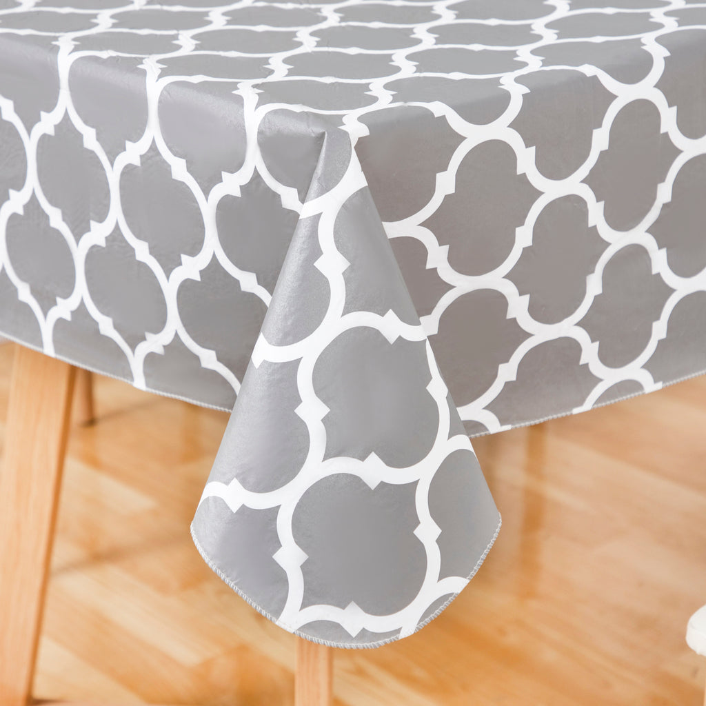 RAY STAR Gray Tablecloth With Flannel Backing Round and Rectangle