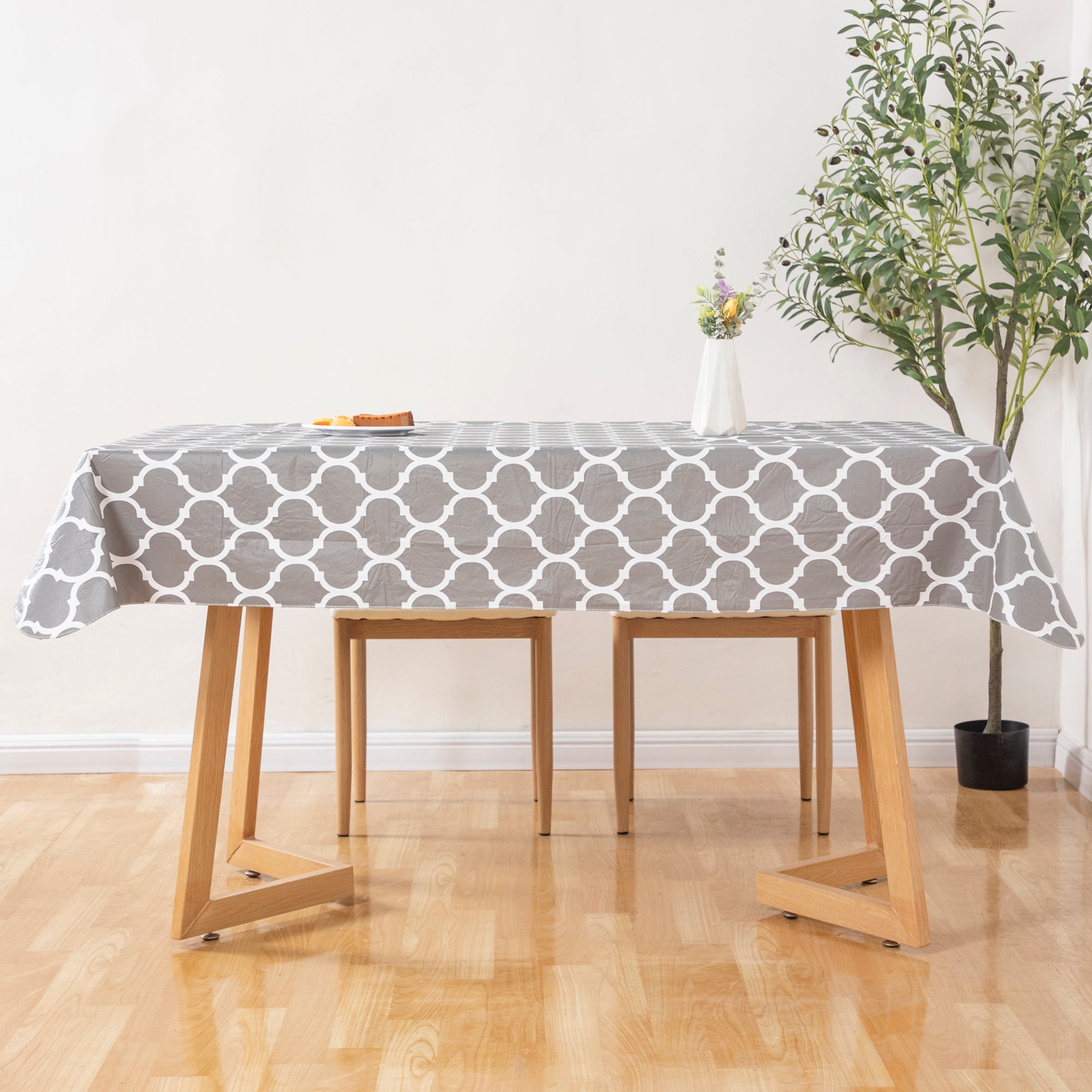 RAY STAR Gray Tablecloth With Flannel Backing Round and Rectangle
