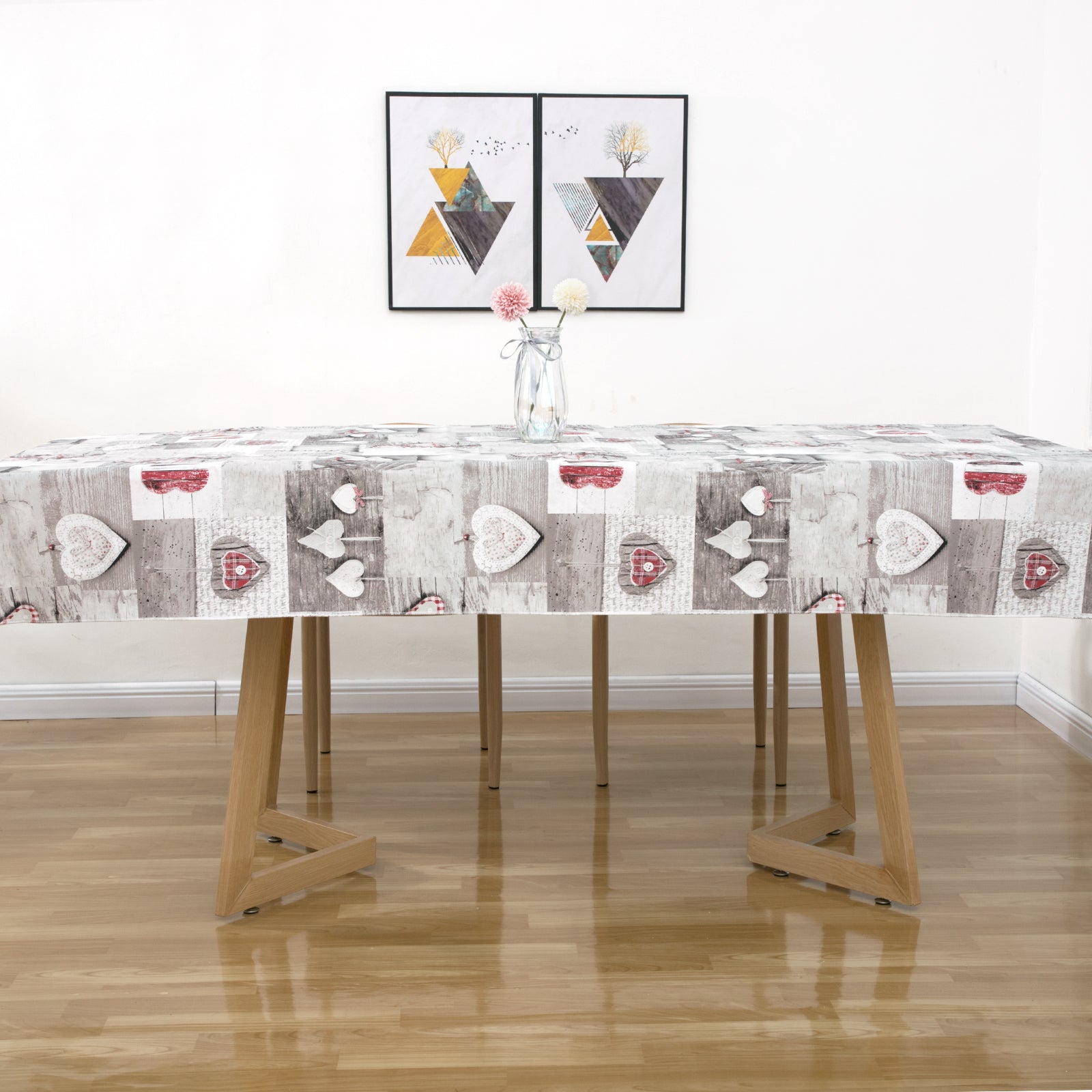 RAY STAR Valentine's Day special Heart Design Vinyl Tablecloth With Flannel Backing Round and Rectangle