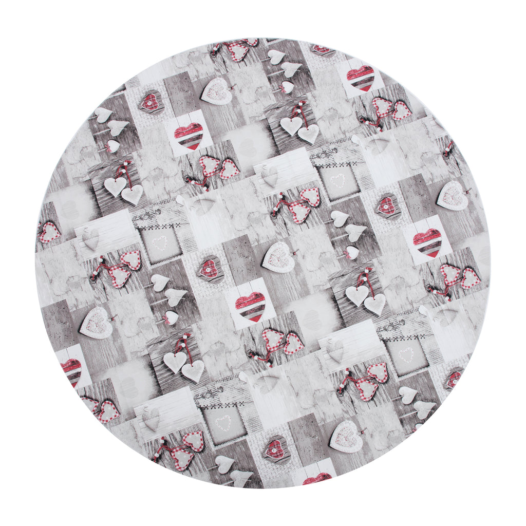 RAY STAR Valentine's Day special Heart Design Vinyl Tablecloth With Flannel Backing Round and Rectangle