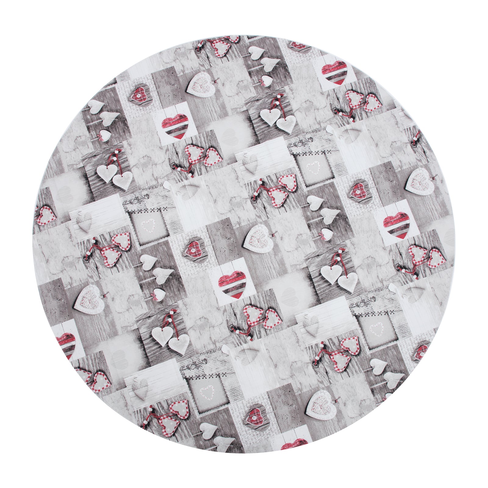 RAY STAR Valentine's Day special Heart Design Vinyl Tablecloth With Flannel Backing Round and Rectangle
