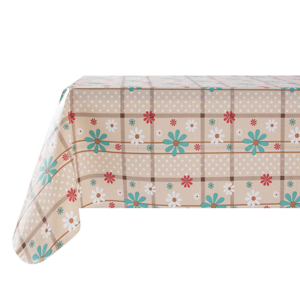 RAY STAR colorful Spring Blossom Design Vinyl Tablecloth With Flannel Backing Round and Rectangle