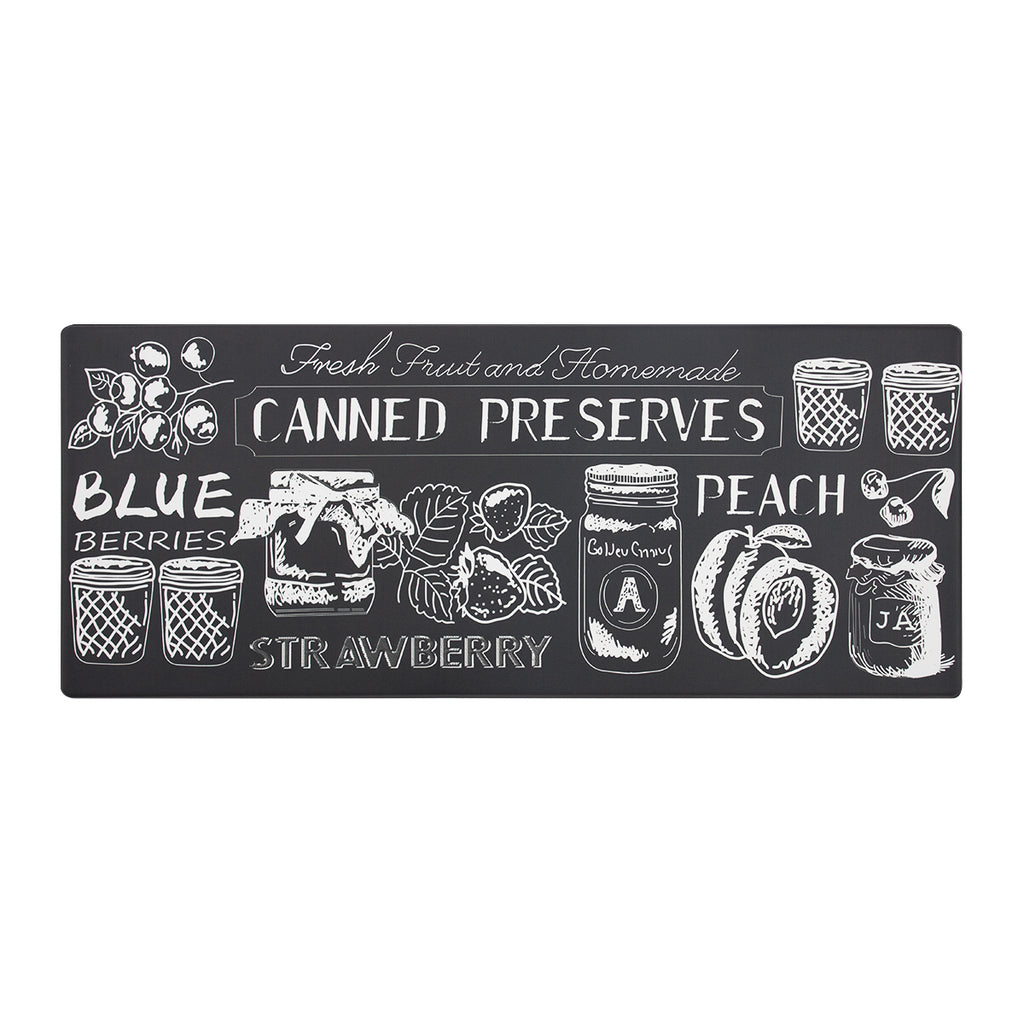 Vinyl Foam Kitchen Mat with Canned Food Black & White Modern Design