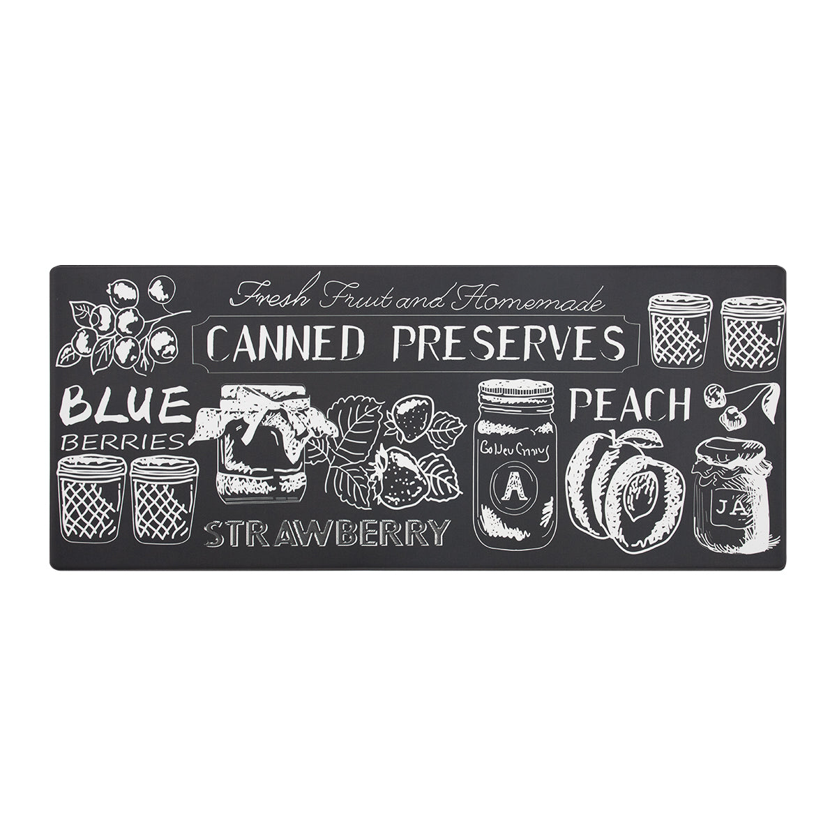 Vinyl Foam Kitchen Mat with Canned Food Black & White Modern Design