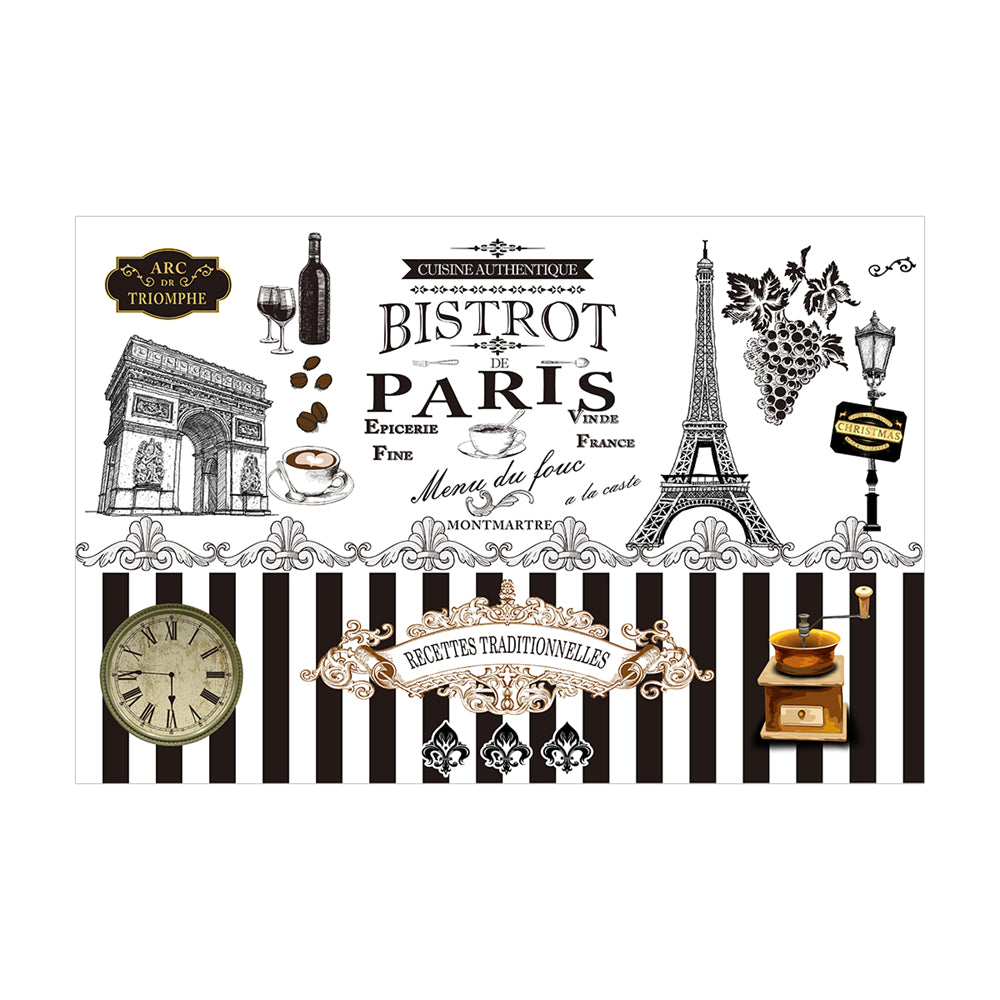 RAY STAR Set of 4 Placemat Elegant Eiffel Tower & Cupcake Design White