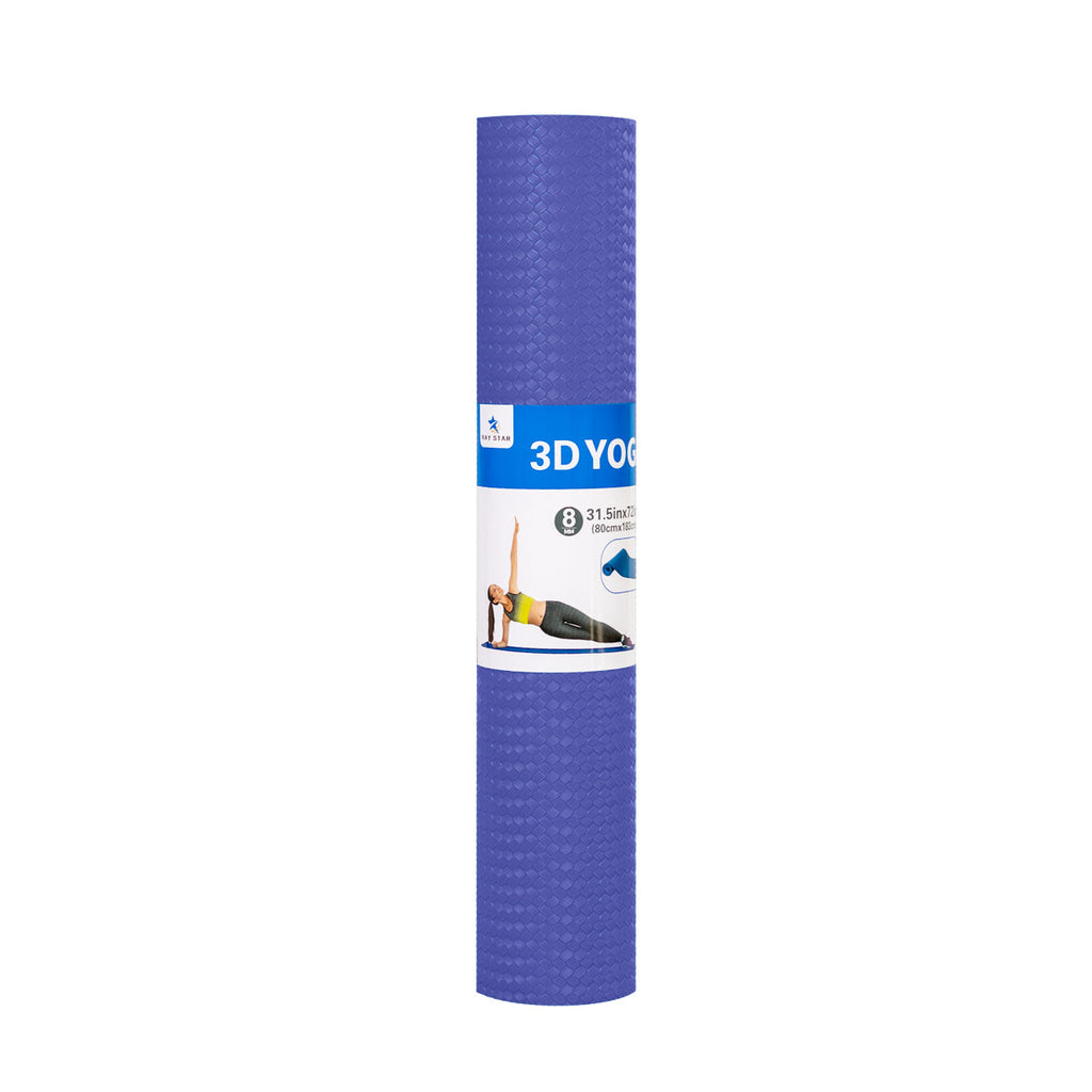 RAY STAR 8mm Premium High Density Deep Purple 3D Yoga Mat Anti-Tear High-resilient Slip-resistant Surface
