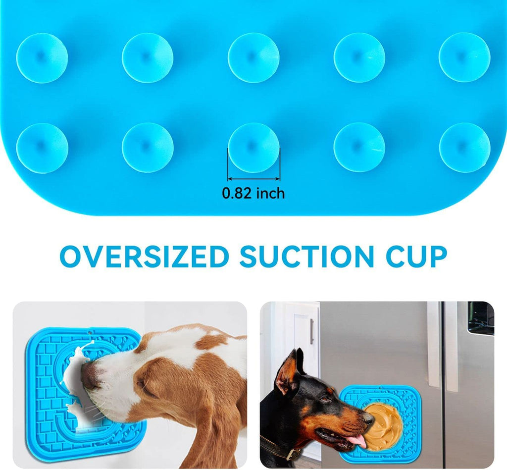 Pet Lick Mat for Dogs with Large Anti-Slip Suction Cups, 2 Pieces Anxiety Relief Lick Pads for Dogs, Food Grade Silicone Slow Feeder,Easy to Clean Dog Licking Mat (Blue and Green)