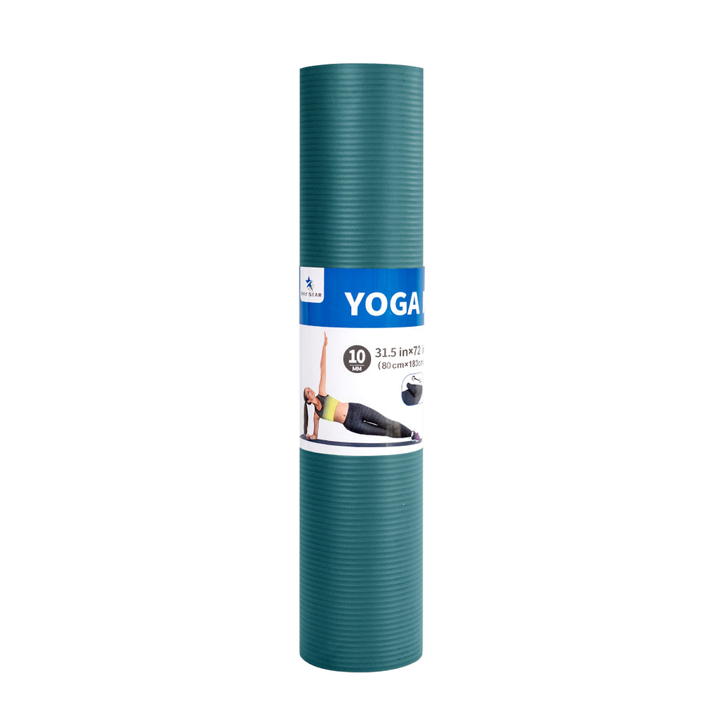 RAY STAR 10mm 31.5''X72'' Teal NBR Yoga Mat with Fitness Mat Bands