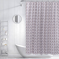 RAY STAR 70''X72'' PEVA Shower Curtain Liner 12 Hooks Heavy Duty Odorless Eco-Friendly Mosaic Red Design