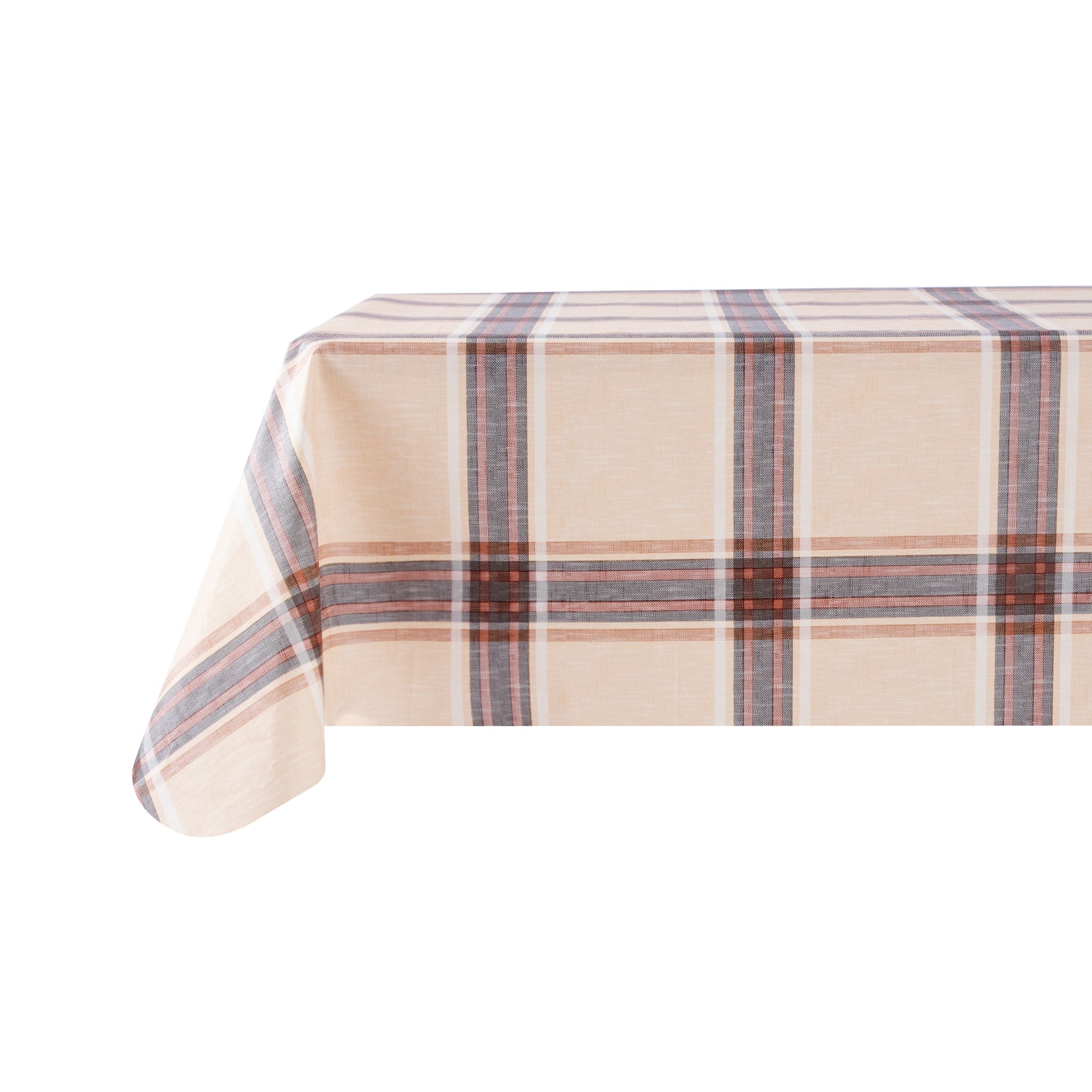 RAY STAR Elegant Retro Checkered Design Vinyl Tablecloth With Flannel Backing Round and Rectangle