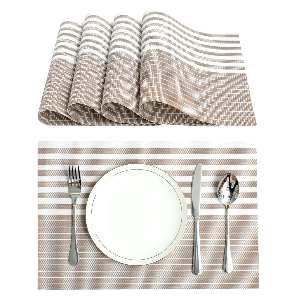 RAY STAR Set of 6 Vinyl Placemat for Kitchen and Dining Blue & Brown Design