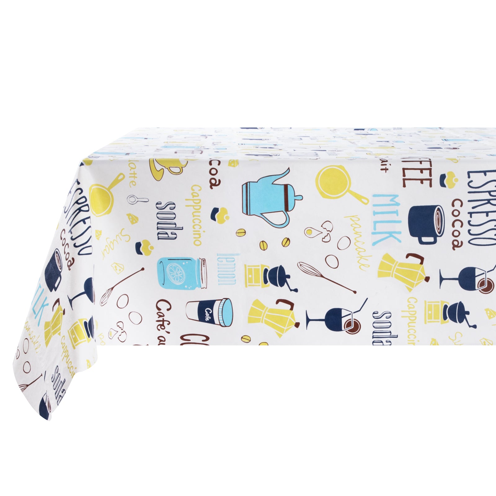 RAY STAR Coffee Delight Tablecloth Teapot Design Vinyl Tablecloth With Flannel Backing Round and Rectangle