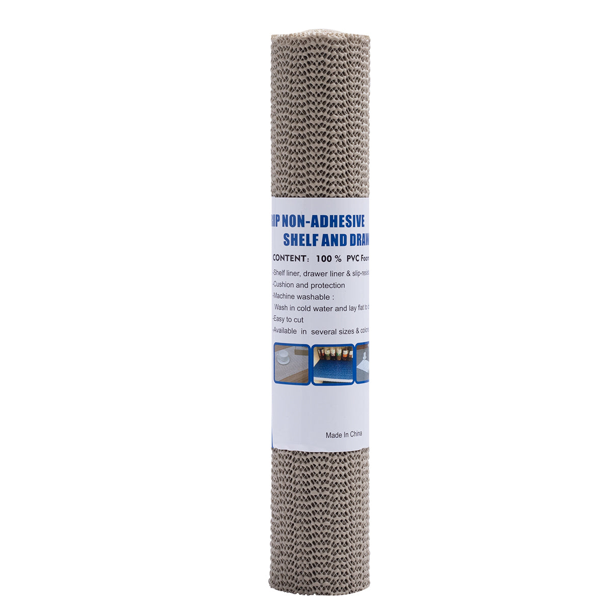 RAY STAR Taupe Drawer and Shelf Liner, Strong Grip, Non Adhesive Easiest Install Mat, for Kitchen Cabinets, Drawers, Cupboards and Bathroom Shelves
