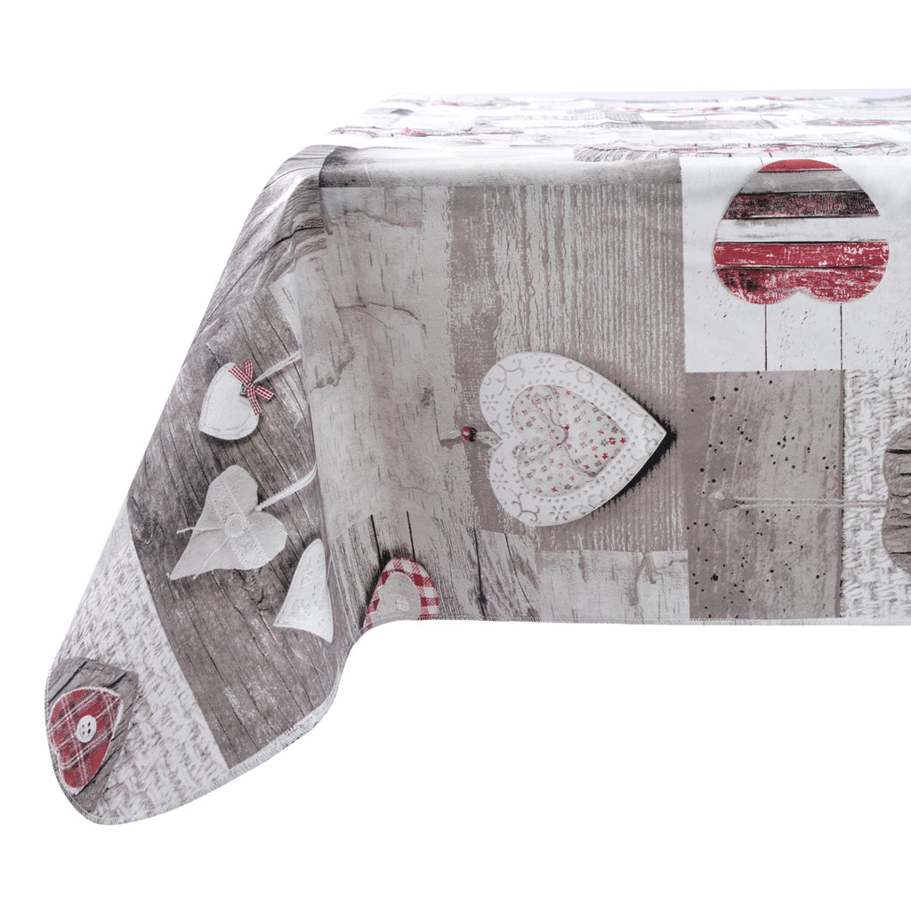 RAY STAR Valentine's Day special Heart Design Vinyl Tablecloth With Flannel Backing Round and Rectangle