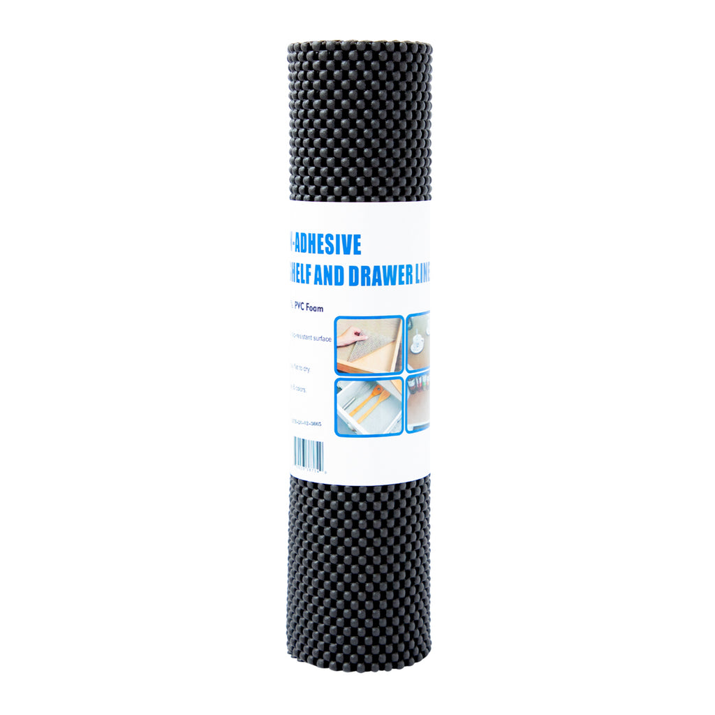 RAY STAR Premium Black Drawer and Shelf Liner, Strong Grip, Non Adhesive Easiest Install Mat, for Kitchen Cabinets, Drawers, Cupboards and Bathroom Shelves