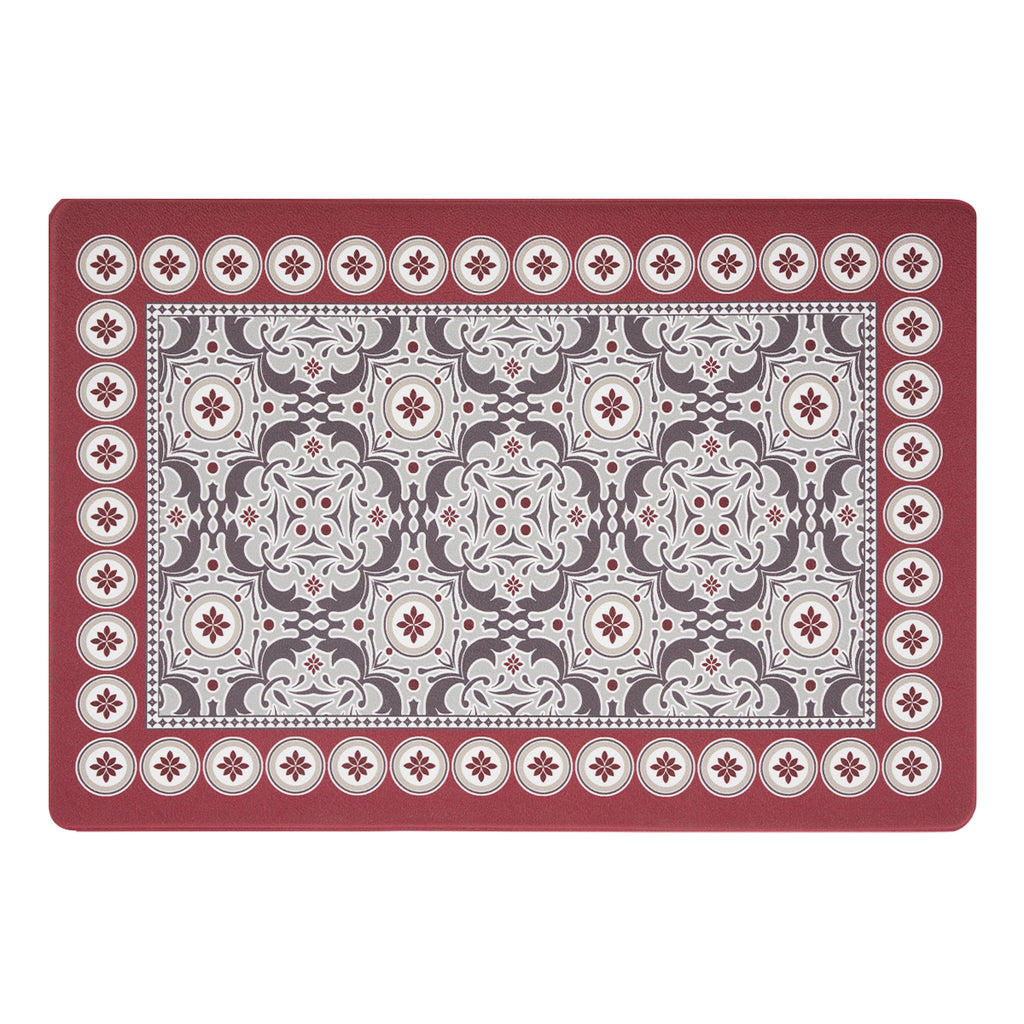Vinyl Foam Kitchen Mat with Sophisticated Carpet Design Red