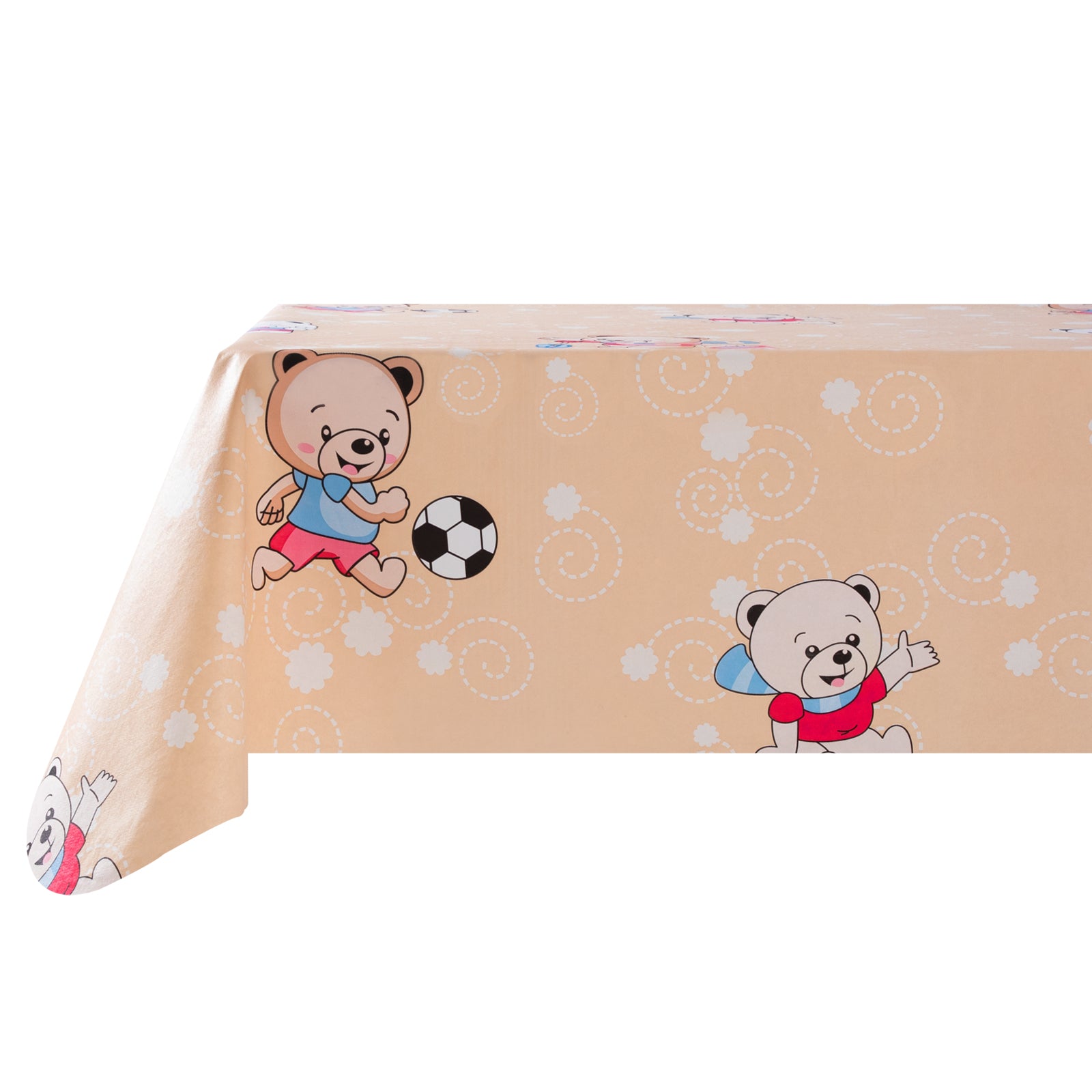 RAY STAR Football Bear Design Vinyl Tablecloth With Flannel Backing Round and Rectangle