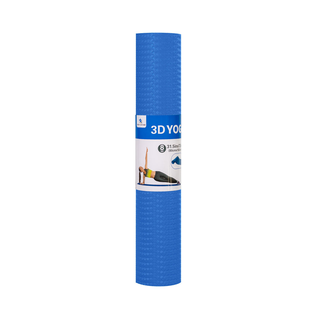 RAY STAR 8mm Premium High Density Blue 3D Yoga Mat Anti-Tear High-resilient Slip-resistant Surface
