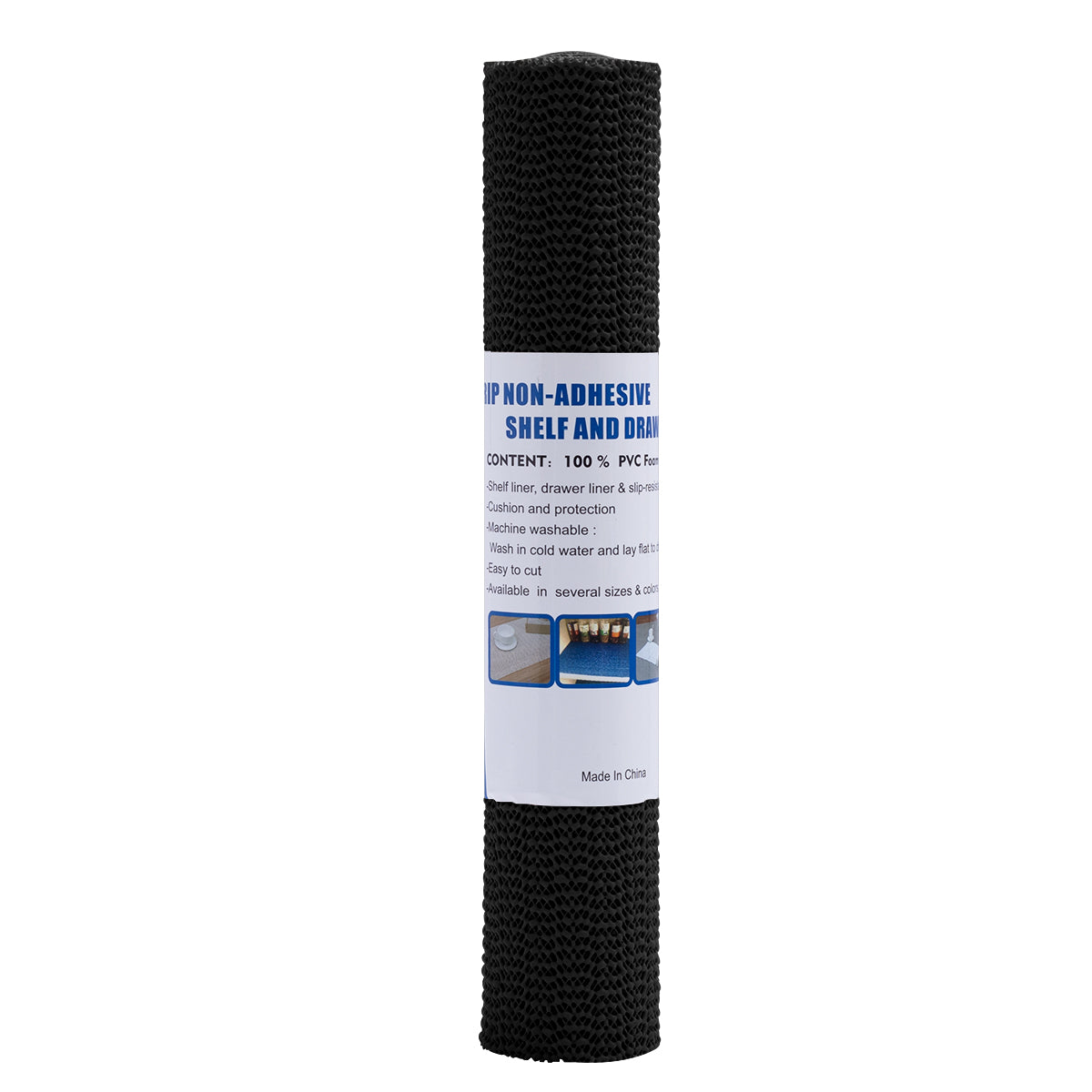 RAY STAR Black Drawer and Shelf Liner, Strong Grip, Non Adhesive Easiest Install Mat, for Kitchen Cabinets, Drawers, Cupboards and Bathroom Shelves