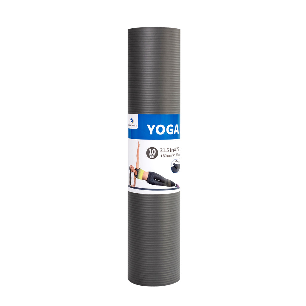 RAY STAR 10mm 31.5''X72'' Grey NBR Yoga Mat with Fitness Mat Bands