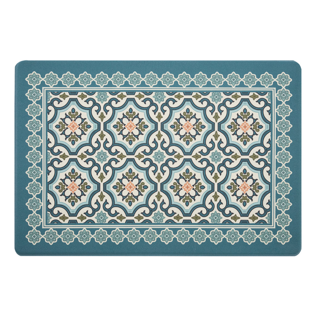 Vinyl Foam Kitchen Mat with Sophisticated Carpet Design Green