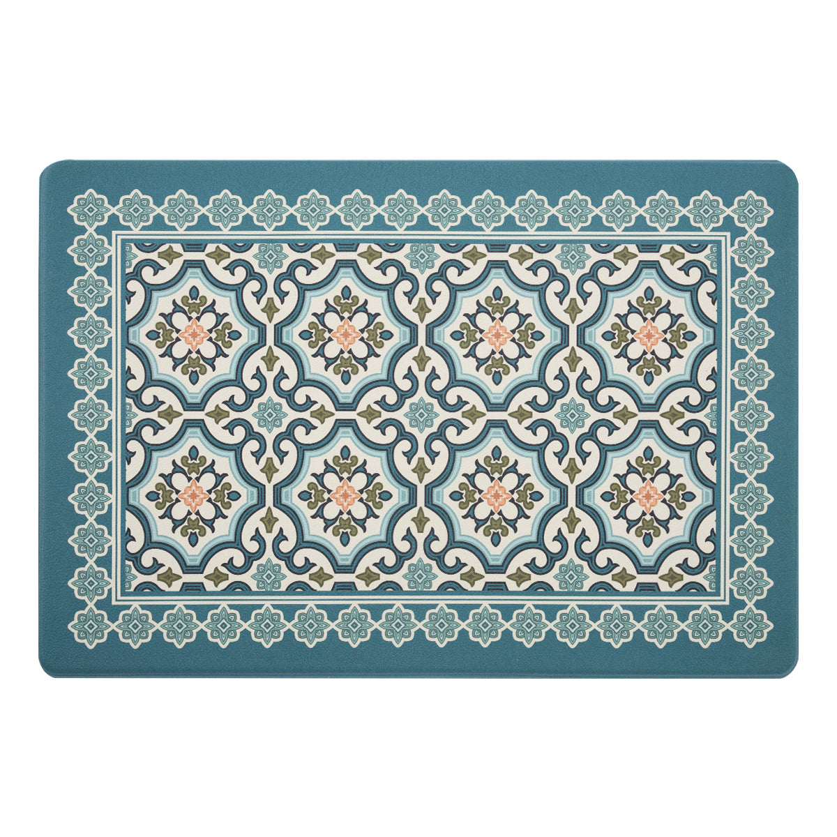 Vinyl Foam Kitchen Mat with Sophisticated Carpet Design Green