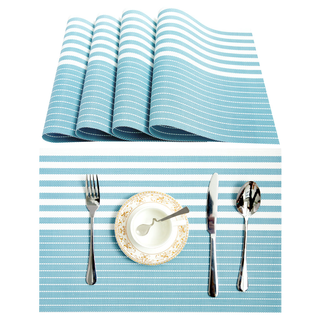 RAY STAR Set of 6 Vinyl Placemat for Kitchen and Dining Blue & Brown Design