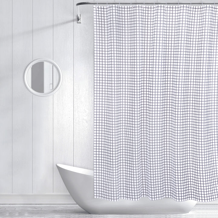 RAY STAR 70''X72'' PEVA Shower Curtain Liner 12 Hooks Heavy Duty Odorless Eco-Friendly Grey White Box Design