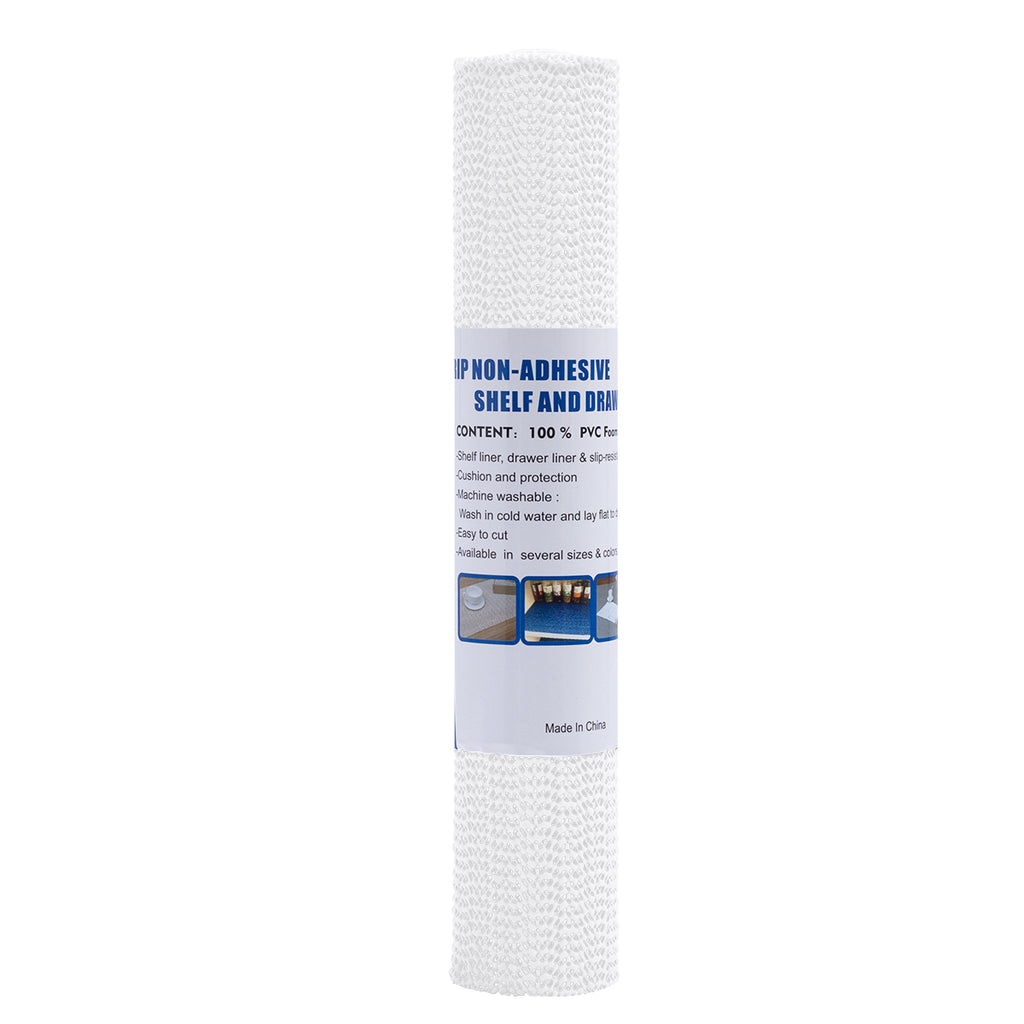 RAY STAR White Drawer and Shelf Liner, Strong Grip, Non Adhesive Easiest Install Mat, for Kitchen Cabinets, Drawers, Cupboards and Bathroom Shelves