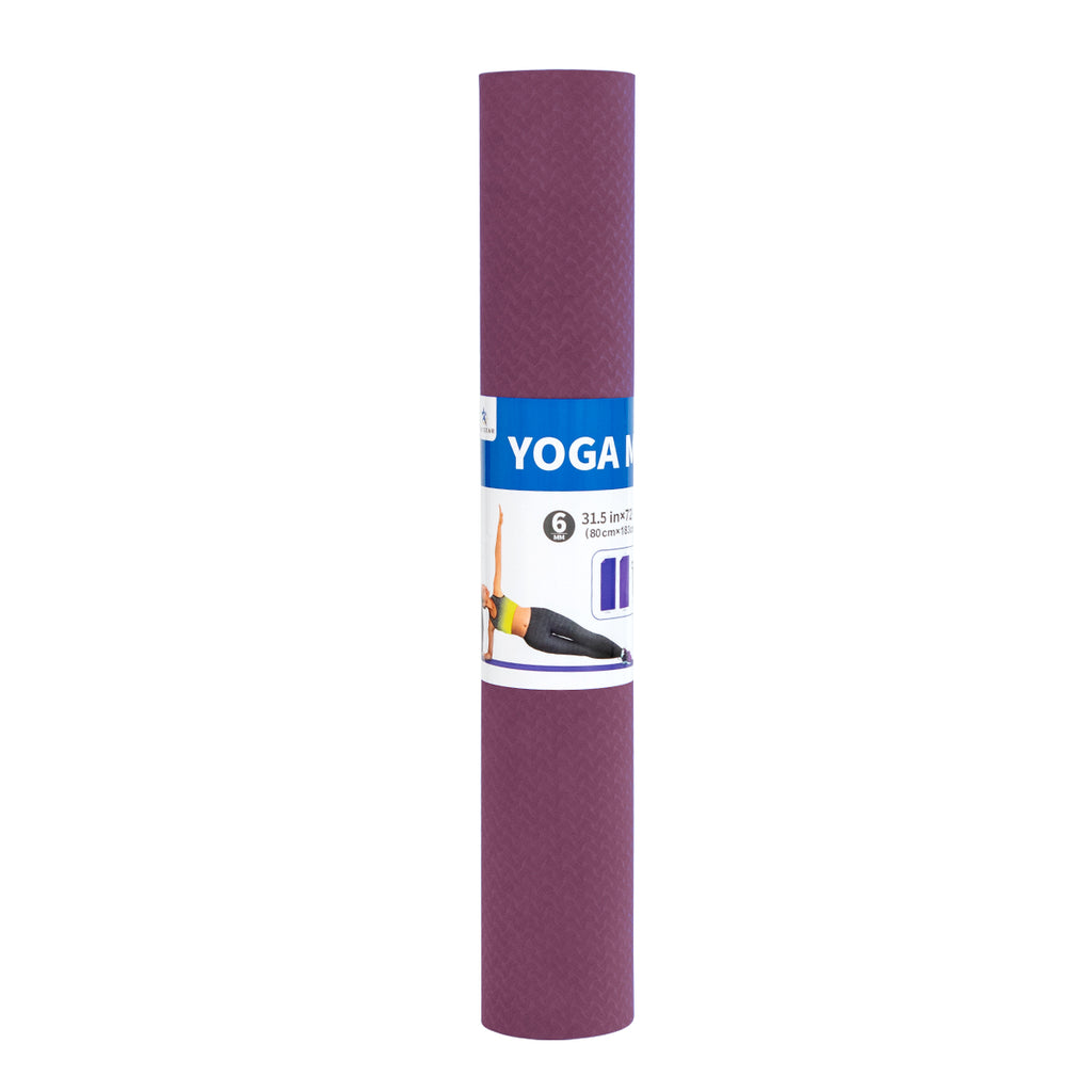 RAY STAR 6mm Double Layer Pink TPE Yoga Mat for Premium Pilates Fitness Exercise Mat High Density Anti-Tear Sweat-Proof