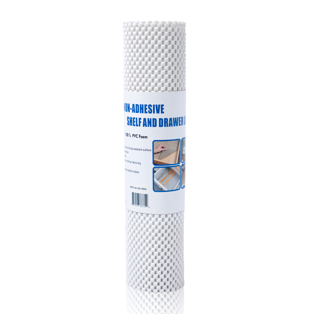 RAY STAR Premium White Drawer and Shelf Liner, Strong Grip, Non Adhesive Easiest Install Mat, for Kitchen Cabinets, Drawers, Cupboards and Bathroom Shelves