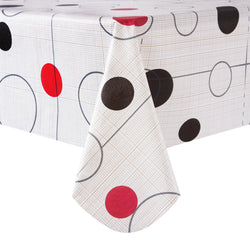 RAY STAR Red Black Dot Design Vinyl Tablecloth With Flannel Backing Round and Rectangle