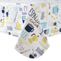 RAY STAR Coffee Delight Tablecloth Teapot Design Vinyl Tablecloth With Flannel Backing Round and Rectangle