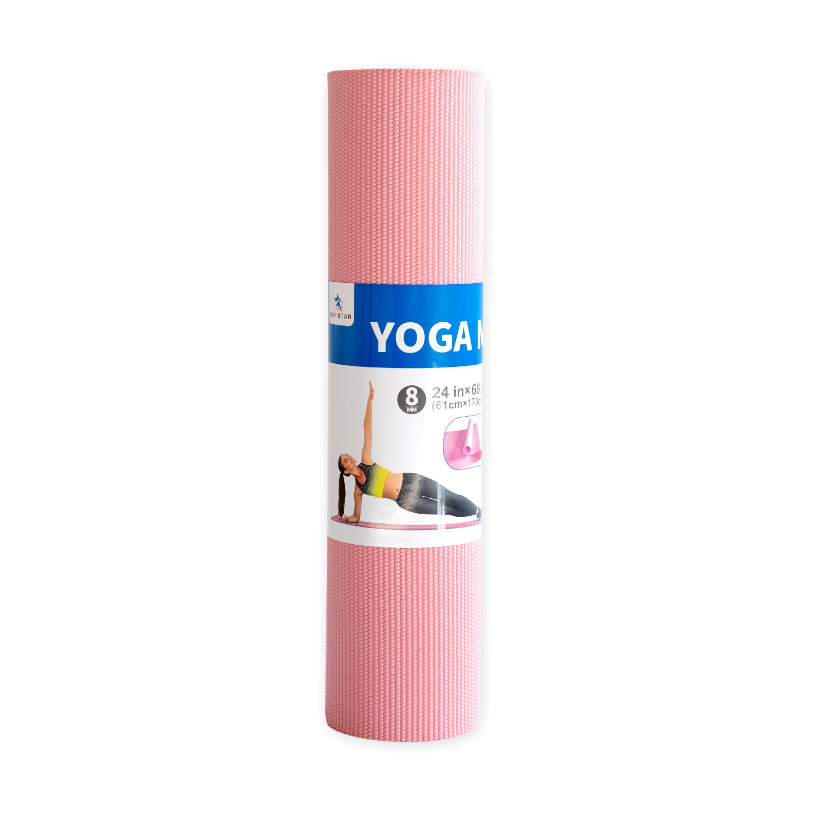 RAY STAR 8mm 24''X68'' Extra Thickness Pink Yoga Mat