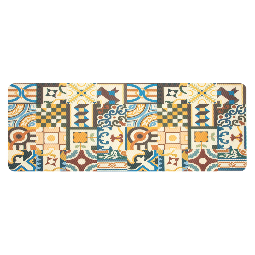 RAY STAR Yellow Mosaic Non-slip Vinyl Rugs High Density Cushion Extra Comfort