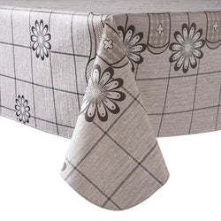 RAY STAR Checkered and Blossom Design Vinyl Tablecloth With Flannel Backing Round and Rectangle
