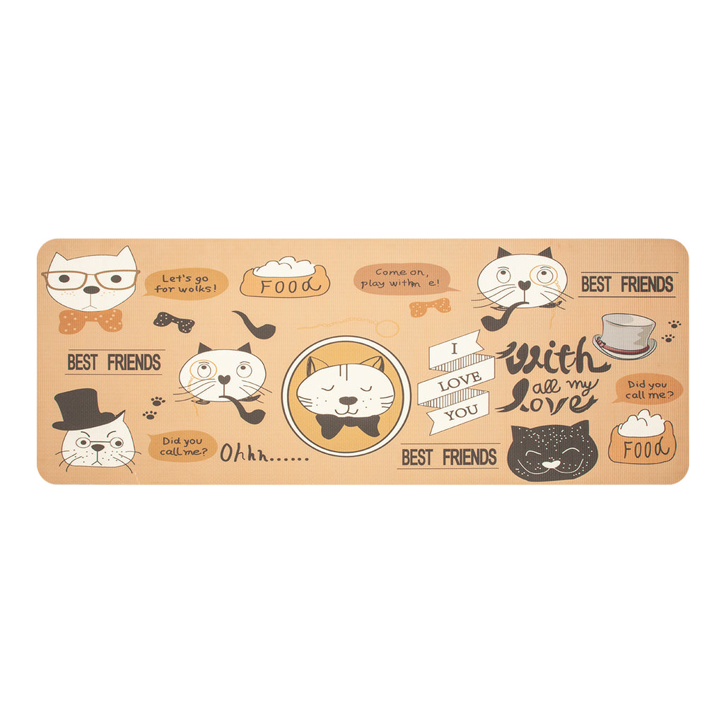 RAY STAR Brown Kitty Design Non-slip Vinyl Rugs High Density Cushion Extra Comfort