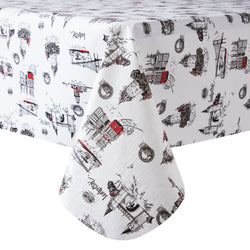 RAY STAR Castle Design Vinyl Tablecloth With Flannel Backing Round and Rectangle