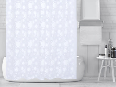 RAY STAR 70''X72'' PEVA Shower Curtain Liner 12 Hooks Heavy Duty Odorless Eco-Friendly White Flower