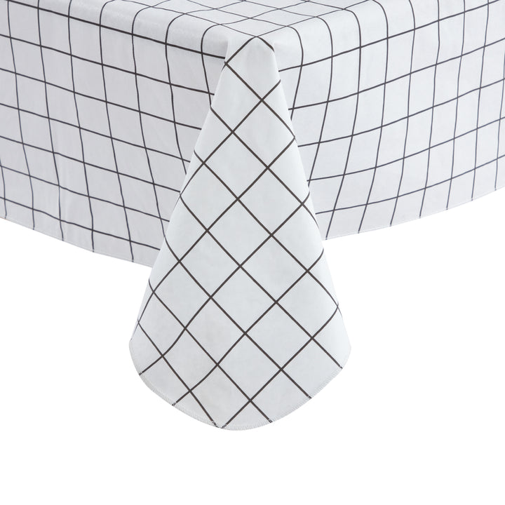 RAY STAR White Checked Tablecloth With Flannel Backing Round and Rectangle