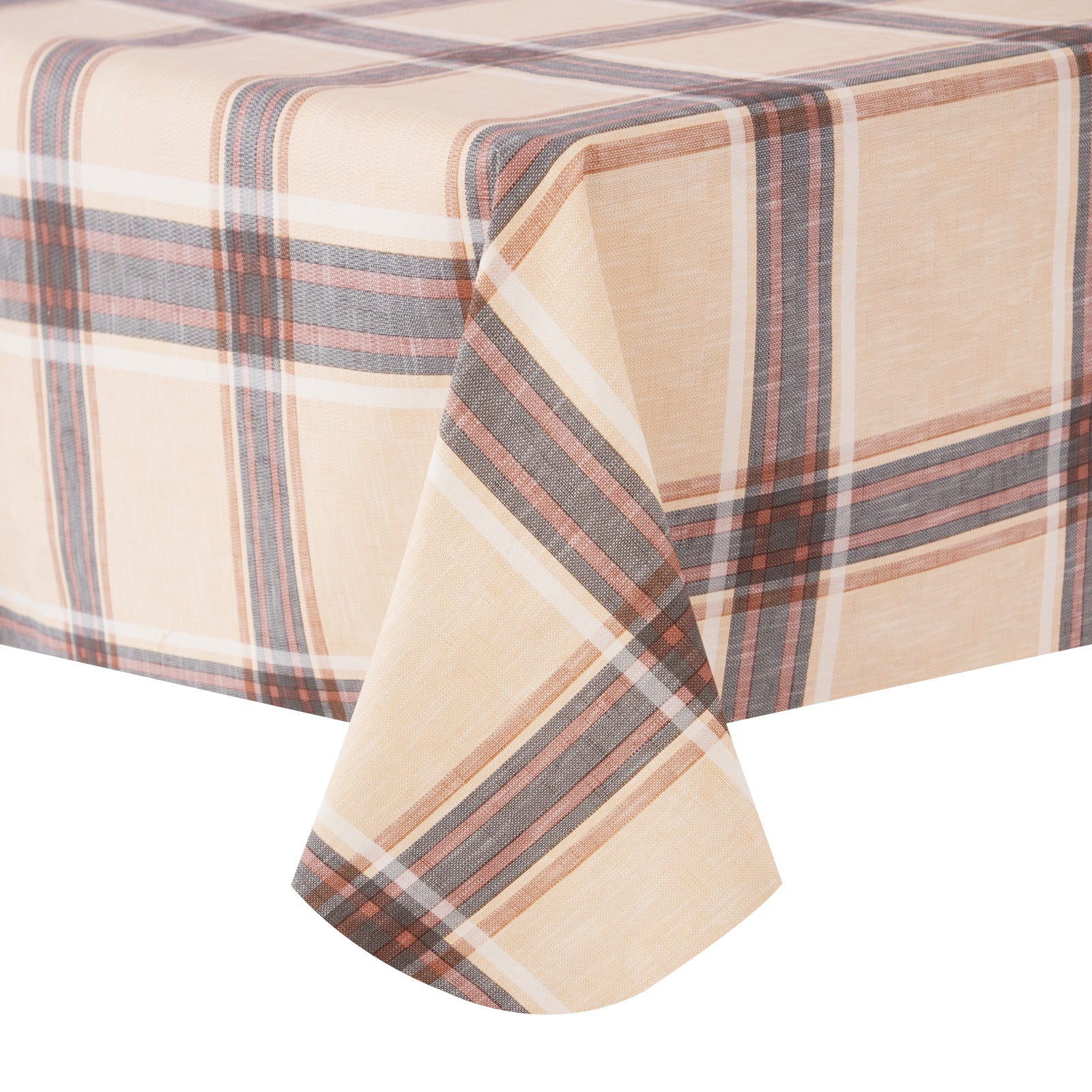 RAY STAR Elegant Retro Checkered Design Vinyl Tablecloth With Flannel Backing Round and Rectangle