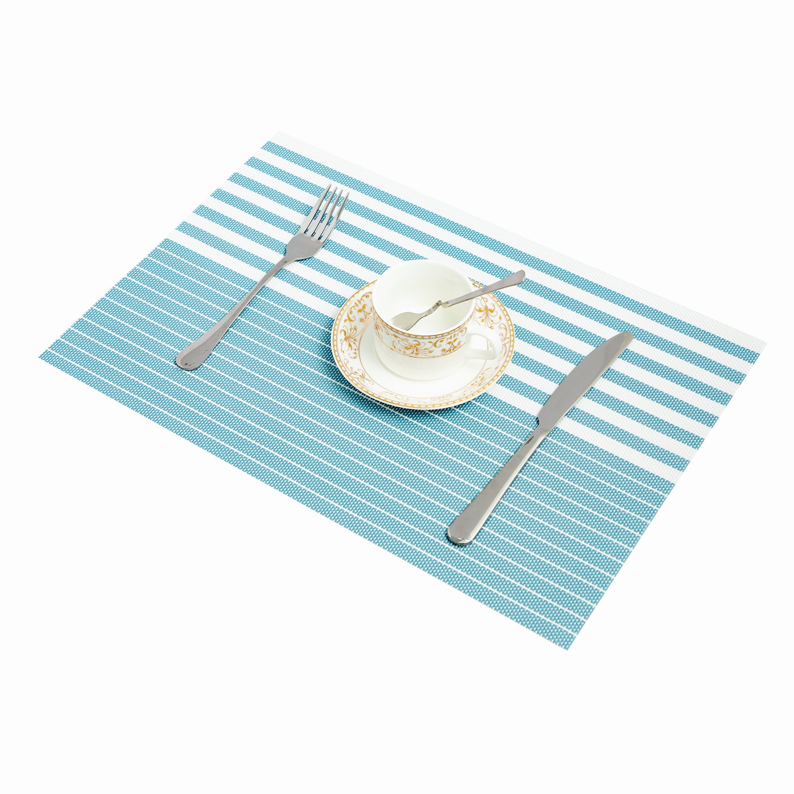 RAY STAR Set of 6 Vinyl Placemat for Kitchen and Dining Blue & Brown Design