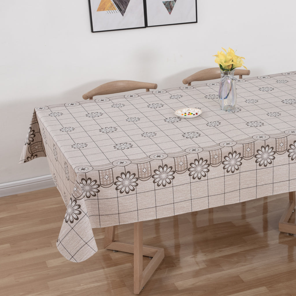 RAY STAR Checkered and Blossom Design Vinyl Tablecloth With Flannel Backing Round and Rectangle