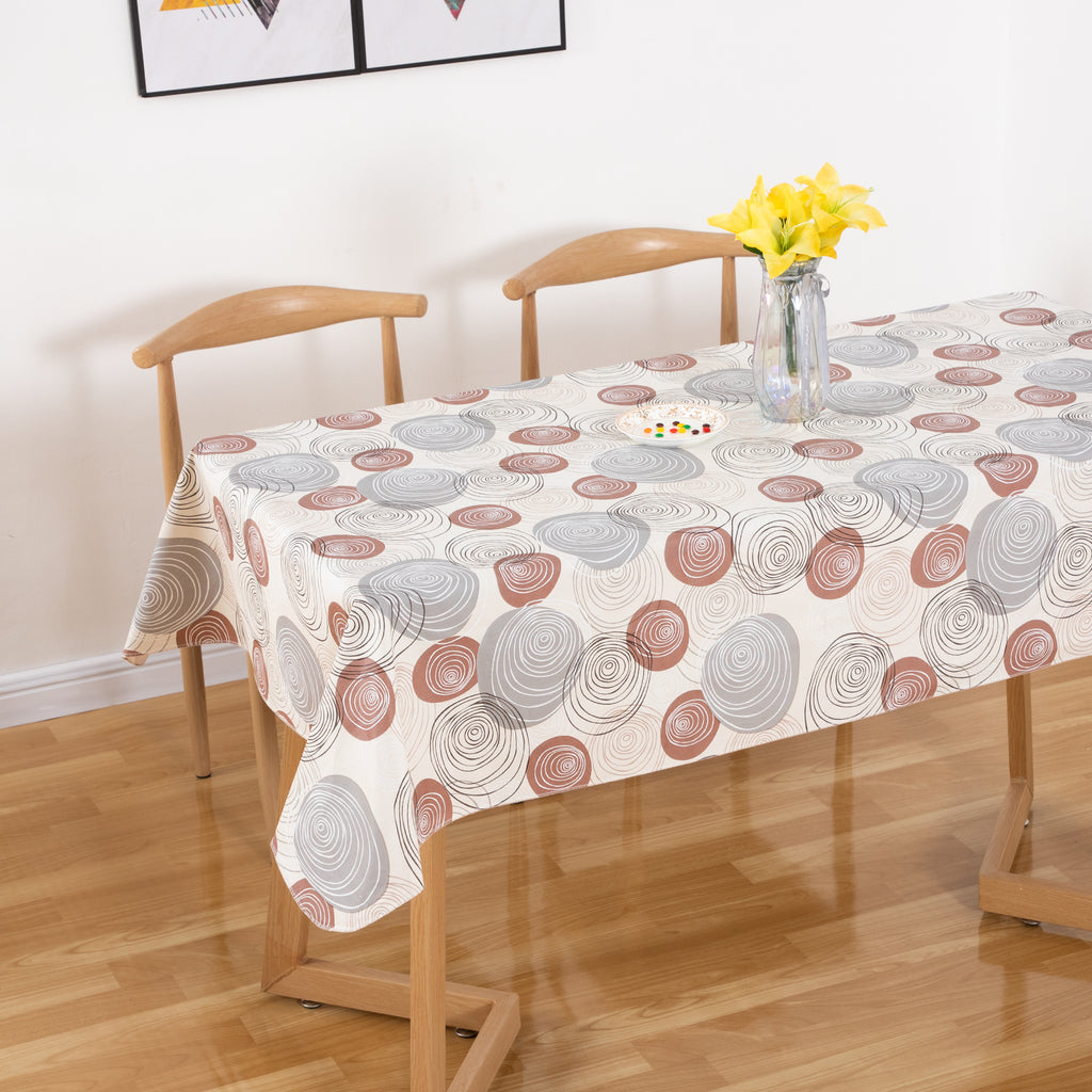 RAY STAR Mosaic Dot Design Vinyl Tablecloth With Flannel Backing Round and Rectangle