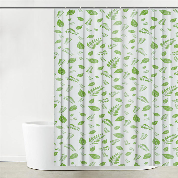 RAY STAR 70''X72'' PEVA Shower Curtain Liner 12 Hooks Heavy Duty Odorless Eco-Friendly Green Leaf