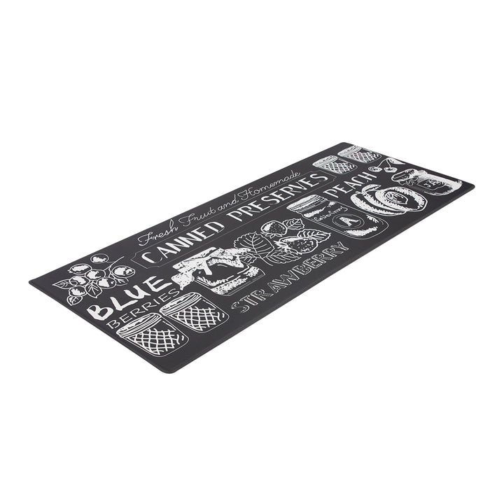 Vinyl Foam Kitchen Mat with Canned Food Black & White Modern Design