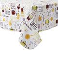 RAY STAR Coffee-Themed Teapot Design Vinyl Tablecloth With Flannel Backing Round and Rectangle
