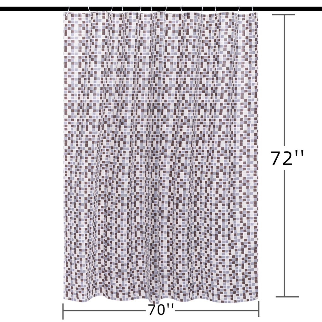 RAY STAR 70''X72'' PEVA Shower Curtain Liner 12 Hooks Heavy Duty Odorless Mosaic Red Design