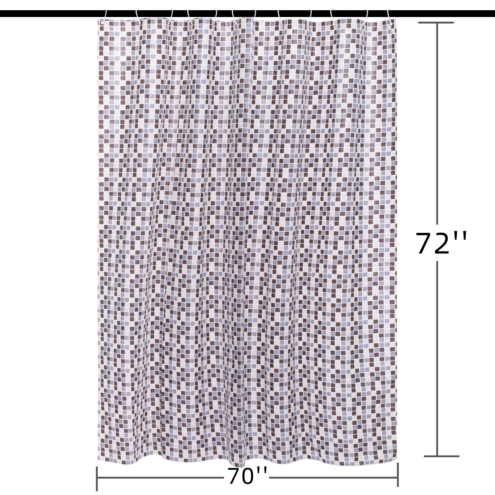 RAY STAR 70''X72'' PEVA Shower Curtain Liner 12 Hooks Heavy Duty Odorless Mosaic Red Design